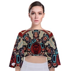 Skull Grateful Dead Phone Gratefuldead Tie Back Butterfly Sleeve Chiffon Top by Cowasu