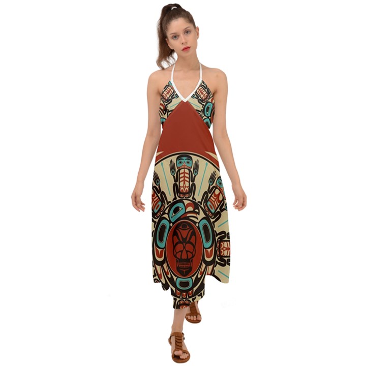 Skull Grateful Dead Phone Gratefuldead Halter Tie Back Dress 