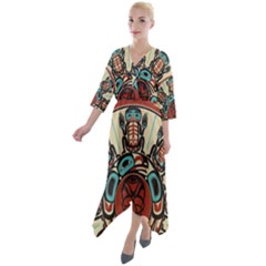 Skull Grateful Dead Phone Gratefuldead Quarter Sleeve Wrap Front Maxi Dress by Cowasu