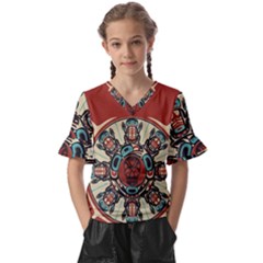 Skull Grateful Dead Phone Gratefuldead Kids  V-neck Horn Sleeve Blouse by Cowasu