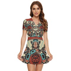 Skull Grateful Dead Phone Gratefuldead V-neck High Waist Chiffon Mini Dress by Cowasu