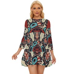 Skull Grateful Dead Phone Gratefuldead Long Sleeve Babydoll Dress by Cowasu