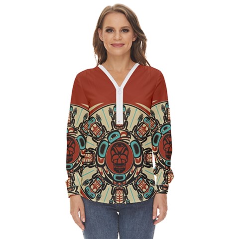 Skull Grateful Dead Phone Gratefuldead Zip Up Long Sleeve Blouse by Cowasu