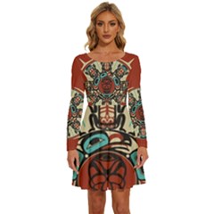 Skull Grateful Dead Phone Gratefuldead Long Sleeve Wide Neck Velvet Dress by Cowasu