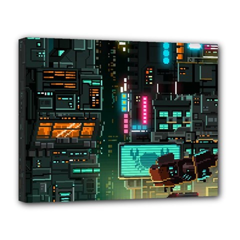 Video Game Pixel Art Canvas 14  X 11  (stretched) by Cowasu