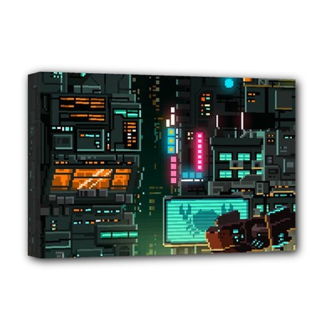 Video Game Pixel Art Deluxe Canvas 18  X 12  (stretched) by Cowasu