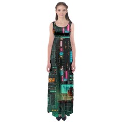 Video Game Pixel Art Empire Waist Maxi Dress by Cowasu