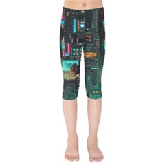 Video Game Pixel Art Kids  Capri Leggings  by Cowasu