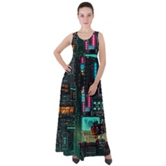 Video Game Pixel Art Empire Waist Velour Maxi Dress by Cowasu