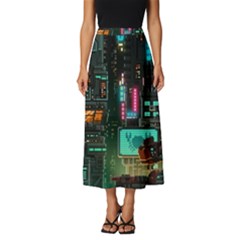 Video Game Pixel Art Classic Midi Chiffon Skirt by Cowasu