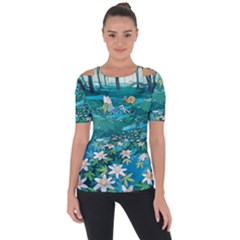 Psychedelic Adventure Shoulder Cut Out Short Sleeve Top by Cowasu