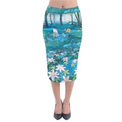 Psychedelic Adventure Velvet Midi Pencil Skirt by Cowasu