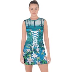 Psychedelic Adventure Lace Up Front Bodycon Dress by Cowasu