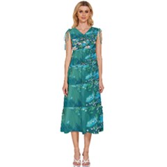 Psychedelic Adventure V-neck Drawstring Shoulder Sleeveless Maxi Dress