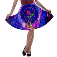 Stained Glass Rose A-line Skater Skirt by Cowasu