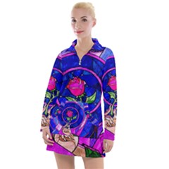 Stained Glass Rose Women s Long Sleeve Casual Dress by Cowasu