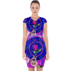 Stained Glass Rose Capsleeve Drawstring Dress  by Cowasu