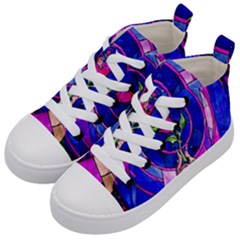 Stained Glass Rose Kids  Mid-top Canvas Sneakers by Cowasu