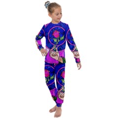 Stained Glass Rose Kids  Long Sleeve Set  by Cowasu