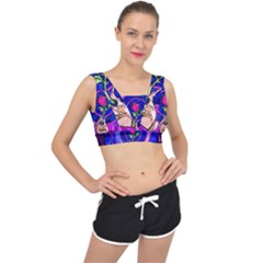 Stained Glass Rose V-back Sports Bra by Cowasu