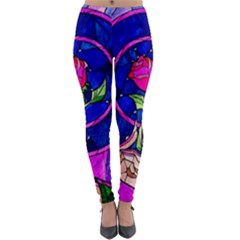 Stained Glass Rose Lightweight Velour Leggings by Cowasu