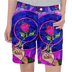 Stained Glass Rose Women s Pocket Shorts by Cowasu