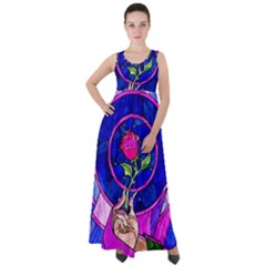 Stained Glass Rose Empire Waist Velour Maxi Dress by Cowasu