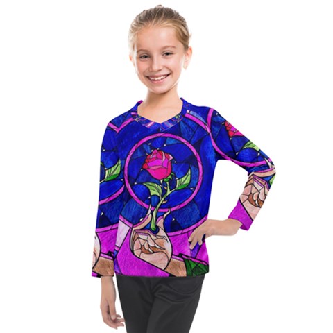 Stained Glass Rose Kids  Long Mesh Tee by Cowasu