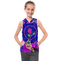 Stained Glass Rose Kids  Sleeveless Hoodie by Cowasu