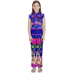 Stained Glass Rose Kids  Sleeveless Ruffle Edge Band Collar Chiffon One Piece by Cowasu