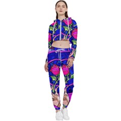 Stained Glass Rose Cropped Zip Up Lounge Set by Cowasu