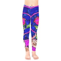 Stained Glass Rose Kids  Classic Winter Leggings by Cowasu