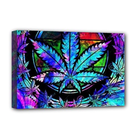 Cannabis Psychedelic Deluxe Canvas 18  X 12  (stretched) by Cowasu