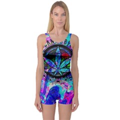 Cannabis Psychedelic One Piece Boyleg Swimsuit