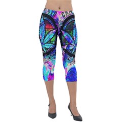 Cannabis Psychedelic Lightweight Velour Capri Leggings  by Cowasu