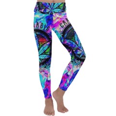 Cannabis Psychedelic Kids  Lightweight Velour Classic Yoga Leggings by Cowasu