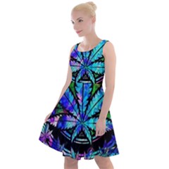 Cannabis Psychedelic Knee Length Skater Dress by Cowasu