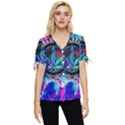 Cannabis Psychedelic Bow Sleeve Button Up Top View1