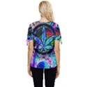 Cannabis Psychedelic Bow Sleeve Button Up Top View4