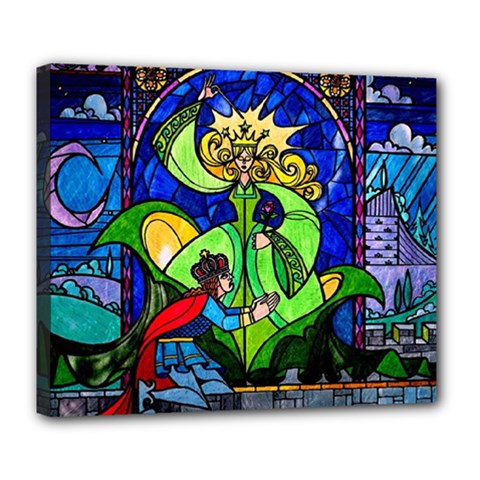 Beauty Stained Glass Rose Deluxe Canvas 24  X 20  (stretched) by Cowasu