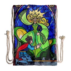 Beauty Stained Glass Rose Drawstring Bag (large) by Cowasu