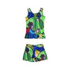 Beauty Stained Glass Rose Kids  Boyleg Swimsuit by Cowasu