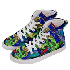 Beauty Stained Glass Rose Women s Hi-top Skate Sneakers by Cowasu