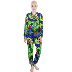 Beauty Stained Glass Rose Women s Lounge Set by Cowasu