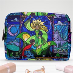 Beauty Stained Glass Rose Make Up Pouch (medium) by Cowasu