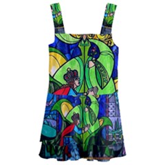 Beauty Stained Glass Rose Kids  Layered Skirt Swimsuit by Cowasu