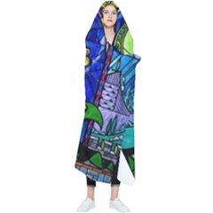 Beauty Stained Glass Rose Wearable Blanket by Cowasu