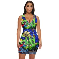 Beauty Stained Glass Rose Draped Bodycon Dress by Cowasu