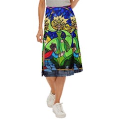 Beauty Stained Glass Rose Midi Panel Skirt by Cowasu