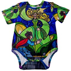 Beauty Stained Glass Rose Baby Short Sleeve Bodysuit by Cowasu